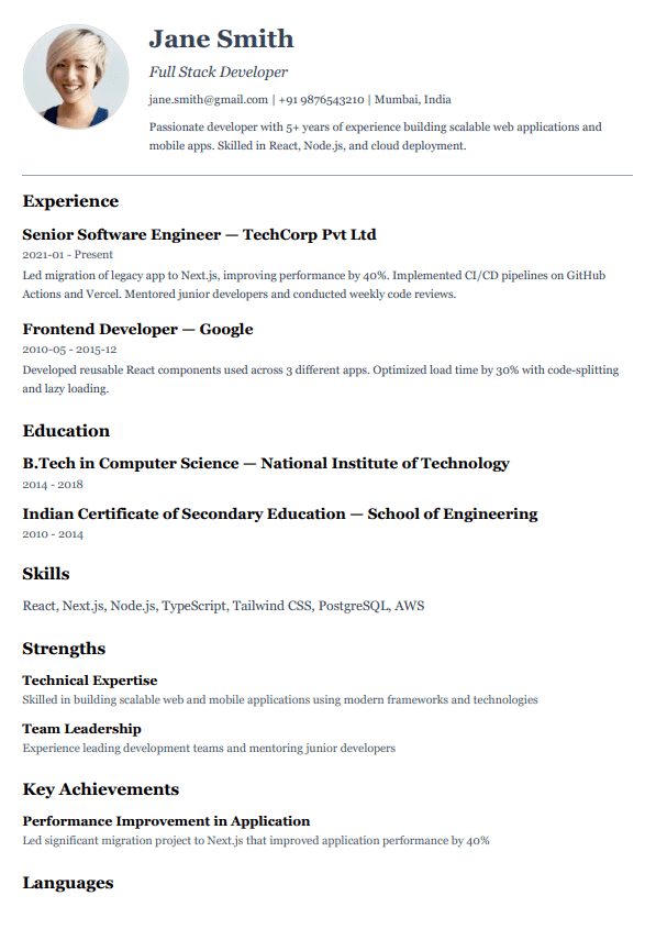 Classic Resume Template