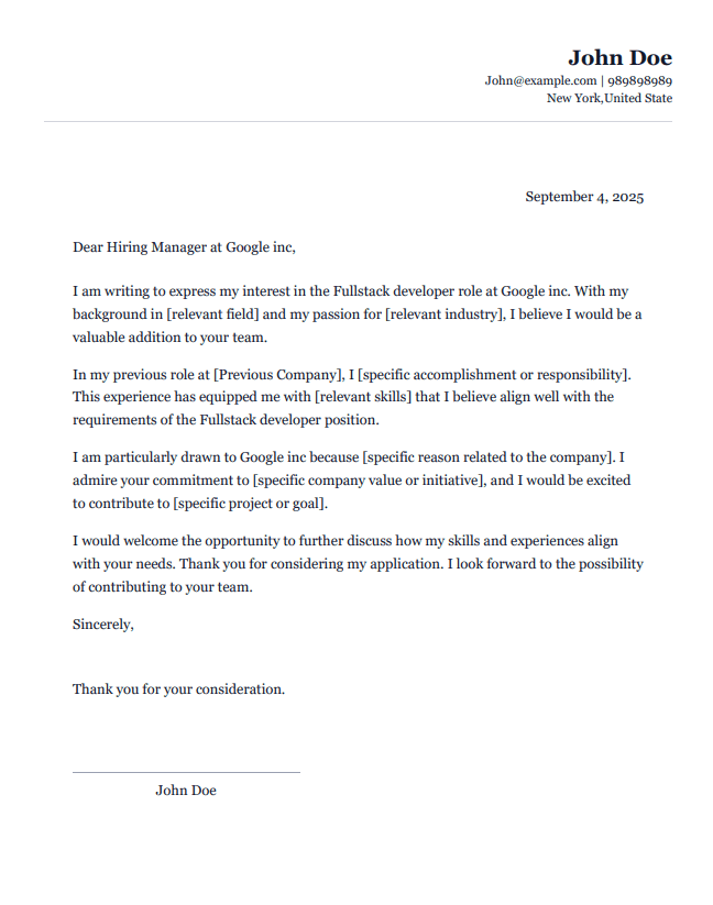 Executive Cover Letter Template