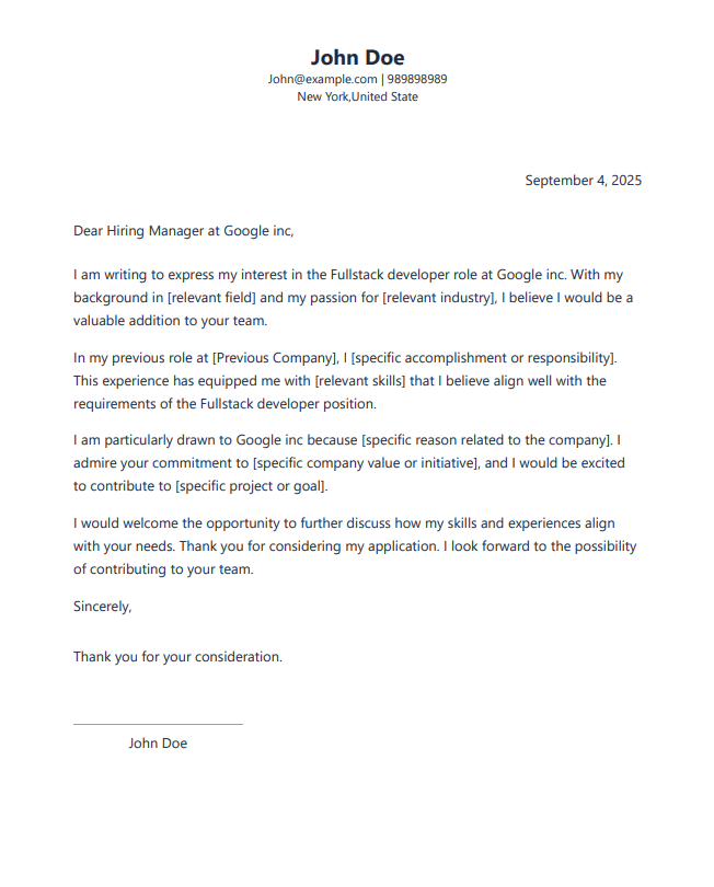 Modern Tech Cover Letter Template