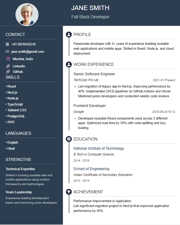 New Professional resume template preview